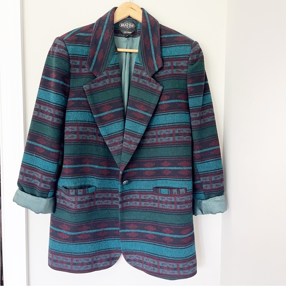 VINTAGE Braetan oversized Southwest style wool blazer sz. L
